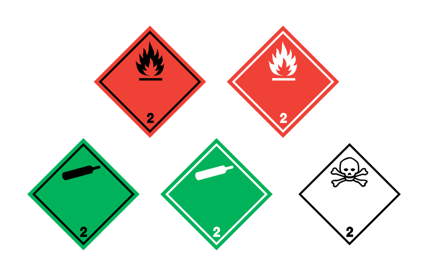 Gefahrzettel Gefahrgut Klasse 2: Gase und gasförmige Stoffe