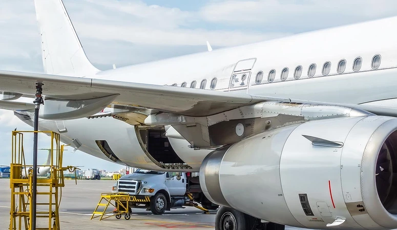 Flugzeug wird am Flughafen mit Kerosin betankt.