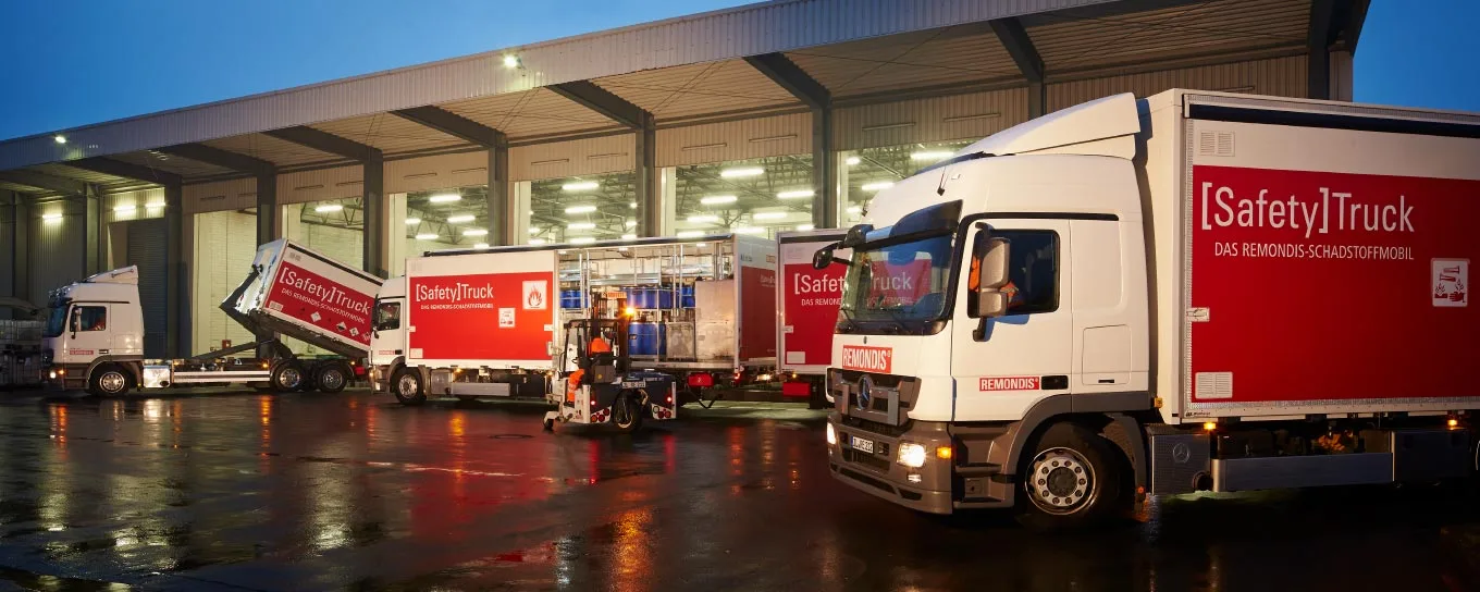 One of REMONDIS’ mobile hazardous waste collection vehicles being unloaded