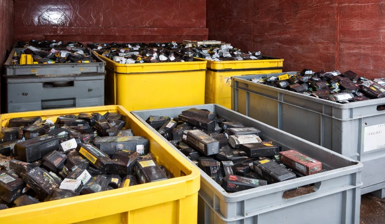 Batterie-Sammlung an einem Wertstoffhof