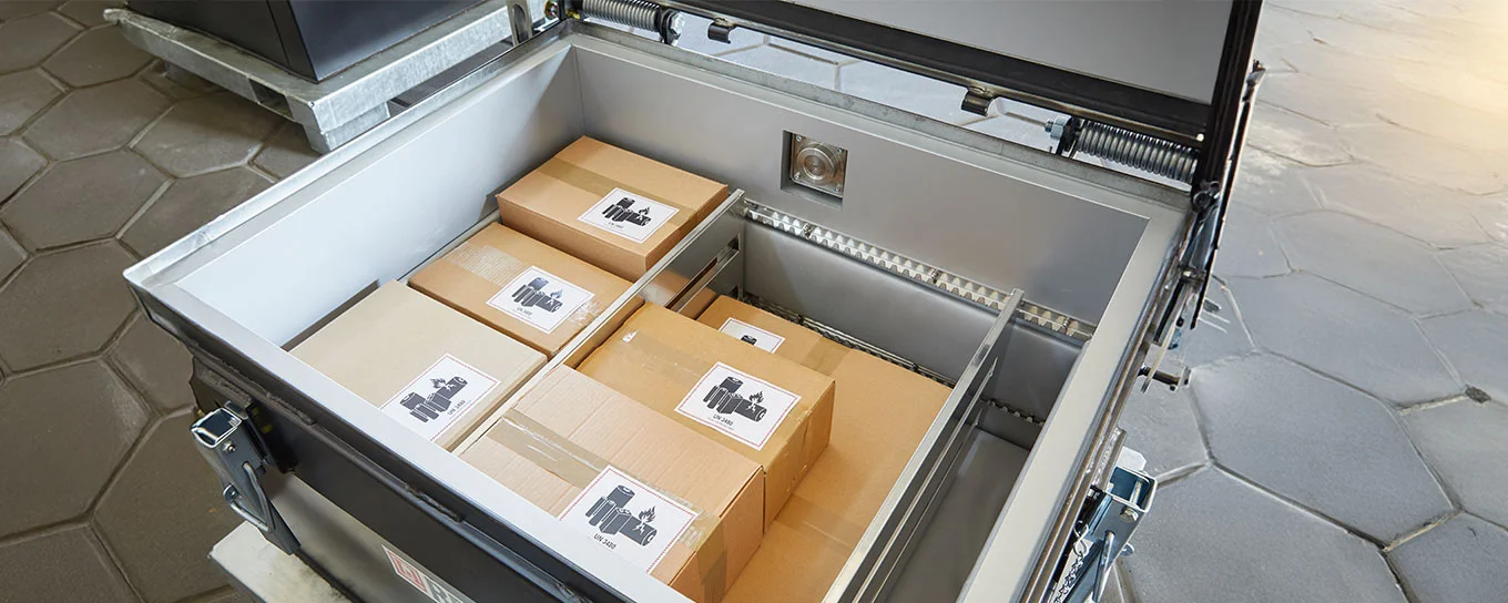 RETRON Behälter für die sichere Lagerung und Transport von Lithium-Ionen-Akkus