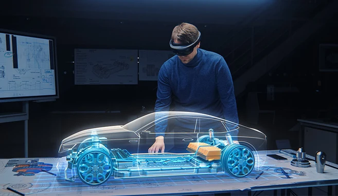 Abbildung eines Autos mithilfe von VR-Technologie