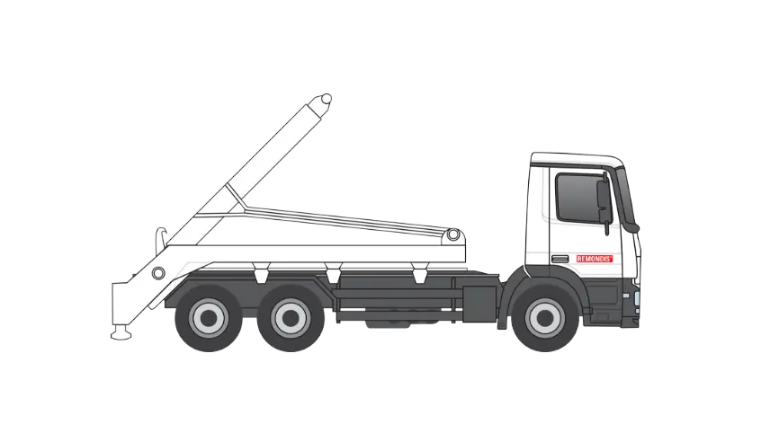 A picture of a skip truck