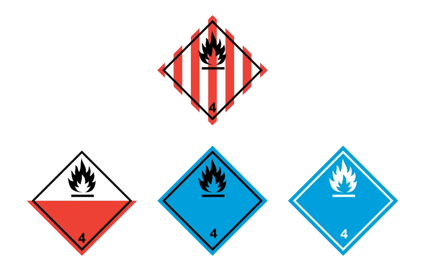 Gefahrzettel Gefahrgut Klasse 4: Entzündbare feste Stoffe