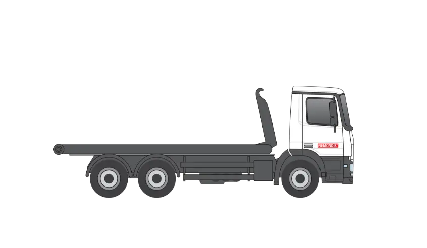 A picture of a hook-lift truck