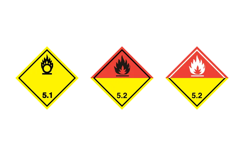 Gefahrzettel Gefahrgut Klasse 5: Entzündend wirkende Stoffe