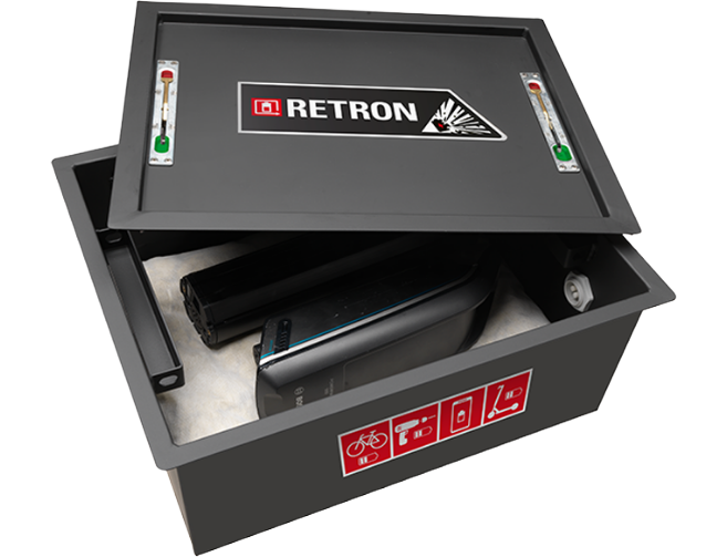 RETRON BOX zur Lagerung, Ladung und zum Transport von Lithium-Ionen-Akkus